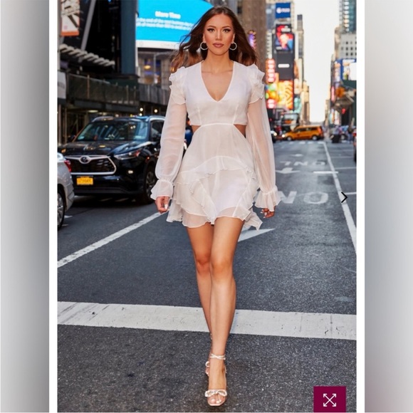 Angelance New York 100% silk chiffon mini dress cutout flowy fairycore NWT - Picture 1 of 5
